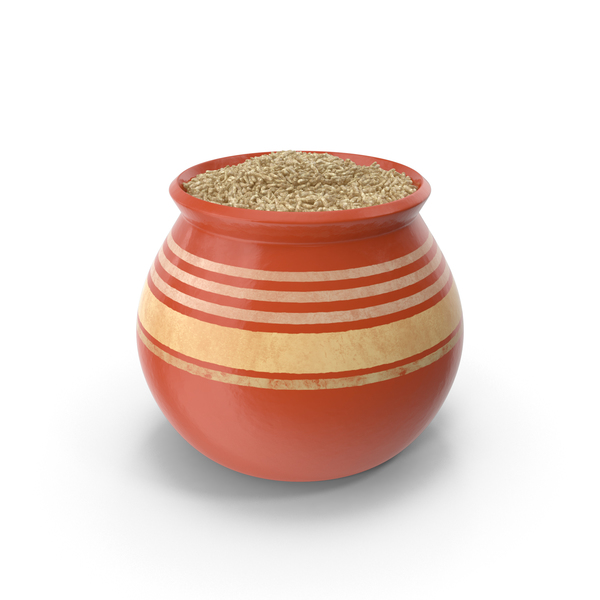 Ceramic Pot With Brown Rice PNG & PSD Images