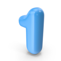 Blue Toon Balloon Number 1 PNG & PSD Images