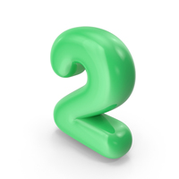 Green Toon Balloon Number 2 PNG & PSD Images