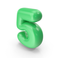 Green Toon Balloon Number 5 PNG & PSD Images