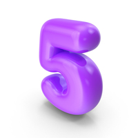 Purple Toon Balloon Number 5 PNG & PSD Images