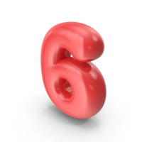 Red Toon Balloon Number 6 PNG & PSD Images