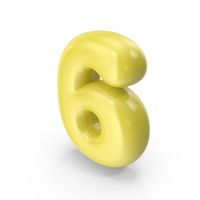 Yellow Toon Balloon Number 6 PNG & PSD Images