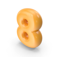 Orange Toon Balloon Number 8 PNG & PSD Images