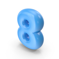 Blue Toon Balloon Number 8 PNG & PSD Images