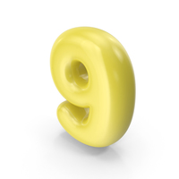 Yellow Toon Balloon Number 9 PNG & PSD Images