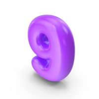 Purple Toon Balloon Number 9 PNG & PSD Images