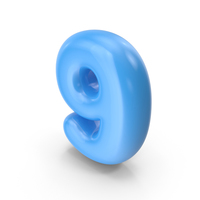Blue Toon Balloon Number 9 PNG & PSD Images