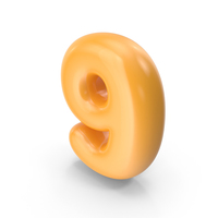 Orange Toon Balloon Number 9 PNG & PSD Images