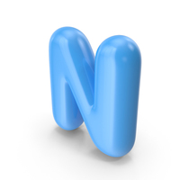 Blue Toon Balloon Letter N PNG & PSD Images