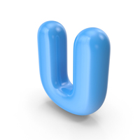 Blue Toon Balloon Letter U PNG & PSD Images