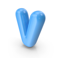Blue Toon Balloon Letter V PNG & PSD Images