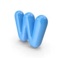 Blue Toon Balloon Letter W PNG & PSD Images