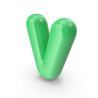 Green Toon Balloon Letter V PNG & PSD Images