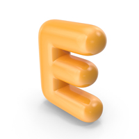 Orange Toon Balloon Letter E PNG & PSD Images