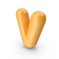 Orange Toon Balloon Letter V PNG & PSD Images