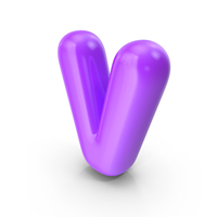 Purple Toon Balloon Letter V PNG & PSD Images