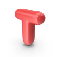 Red Toon Balloon Letter T PNG & PSD Images