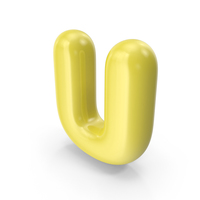 Yellow Toon Balloon Letter U PNG & PSD Images