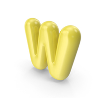 Yellow Toon Balloon Letter W PNG & PSD Images