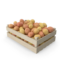 Potatoes Mix in Wooden Crate PNG & PSD Images