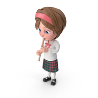 Cartoon Girl Meghan Playing Flute PNG & PSD Images