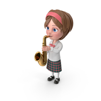 Cartoon Girl Meghan Playing Saxophone PNG & PSD Images