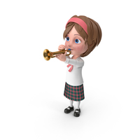 Cartoon Girl Meghan Playing Trumpet PNG & PSD Images