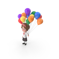 Cartoon Girl Meghan Holding Balloons PNG & PSD Images