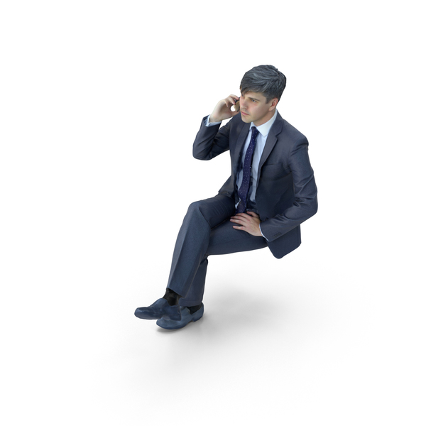 Business Man Sitting with Phone PNG & PSD Images