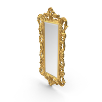 Baroque Carved Mirror Golden tall PNG & PSD Images