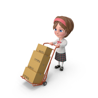 Cartoon Girl Meghan Carrying Boxes PNG & PSD Images