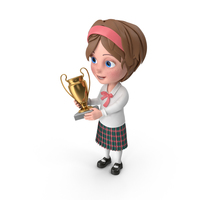 Cartoon Girl Meghan Holding Prize Cup PNG & PSD Images