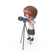Cartoon Girl Meghan Looking Through Telescope PNG & PSD Images