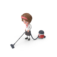 Cartoon Girl Meghan Vacuuming PNG & PSD Images