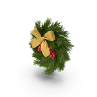Christmas Wreath With Gold Bow PNG & PSD Images