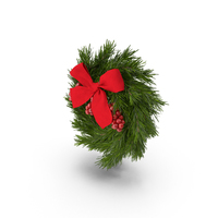 Christmas Wreath With Red Bow PNG & PSD Images