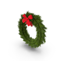 Christmas Wreath With Red Bow PNG & PSD Images