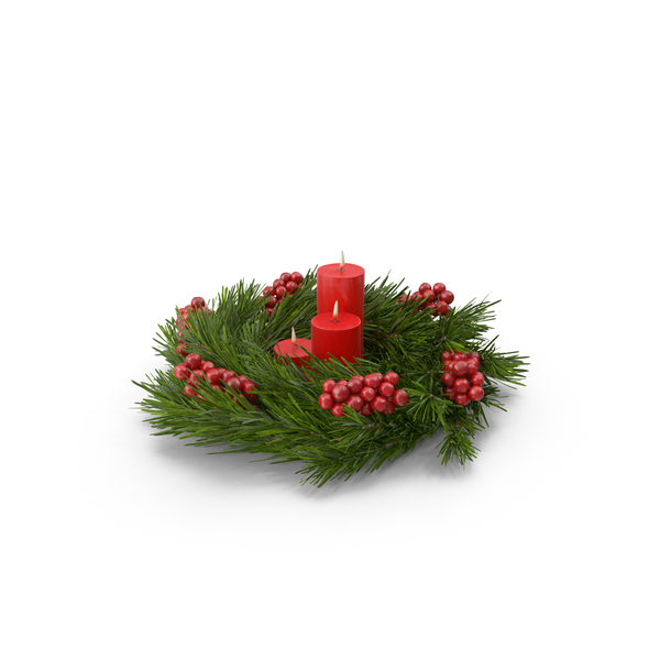Christmas Wreath and Candles PNG & PSD Images