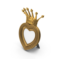 Baroque Golden Heart & Crown Photo Frame PNG & PSD Images