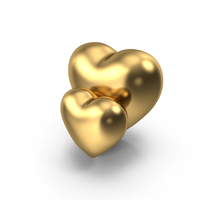 Two Gold Hearts PNG & PSD Images