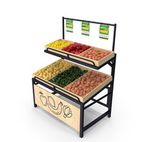 Wooden Display Rack With Fruits and Vegetables PNG & PSD Images