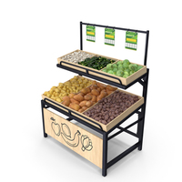 Wooden Display Rack with Vegetables PNG & PSD Images
