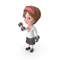 Cartoon Girl Meghan Lifting Dumbbells PNG & PSD Images
