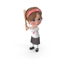 Cartoon Girl Meghan Playing Baseball PNG & PSD Images