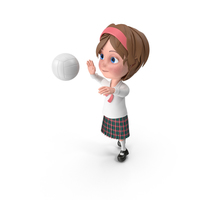 Cartoon Girl Meghan Playing Volleyball PNG & PSD Images