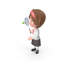 Cartoon Girl Meghan Playing Tennis PNG & PSD Images