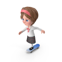 Cartoon Girl Meghan Skateboarding PNG & PSD Images