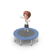 Cartoon Girl Meghan Jumping On Trampoline PNG & PSD Images