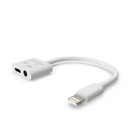 Lightning 2 in 1 Audio Adapter White PNG & PSD Images
